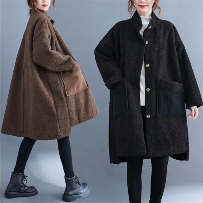 レディース 秋冬 ミドルコート アウター ジャケット 長袖 無地 ポケット プードルファーミドルコート 大きいサイズ 秋 冬 防寒 大人 厚手 体型カバー