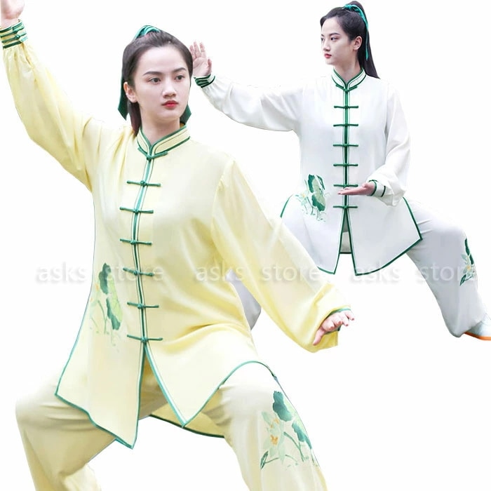 新品入荷太極拳 服 上下セット 長袖シャツ 前開き パンツ レディース 大人 太極拳専門服 花柄 カンフー 武術 太極拳 演出服 朝練ウェア 試合選択衣装 演武服 中国功夫服 セットアップ 着心地いい