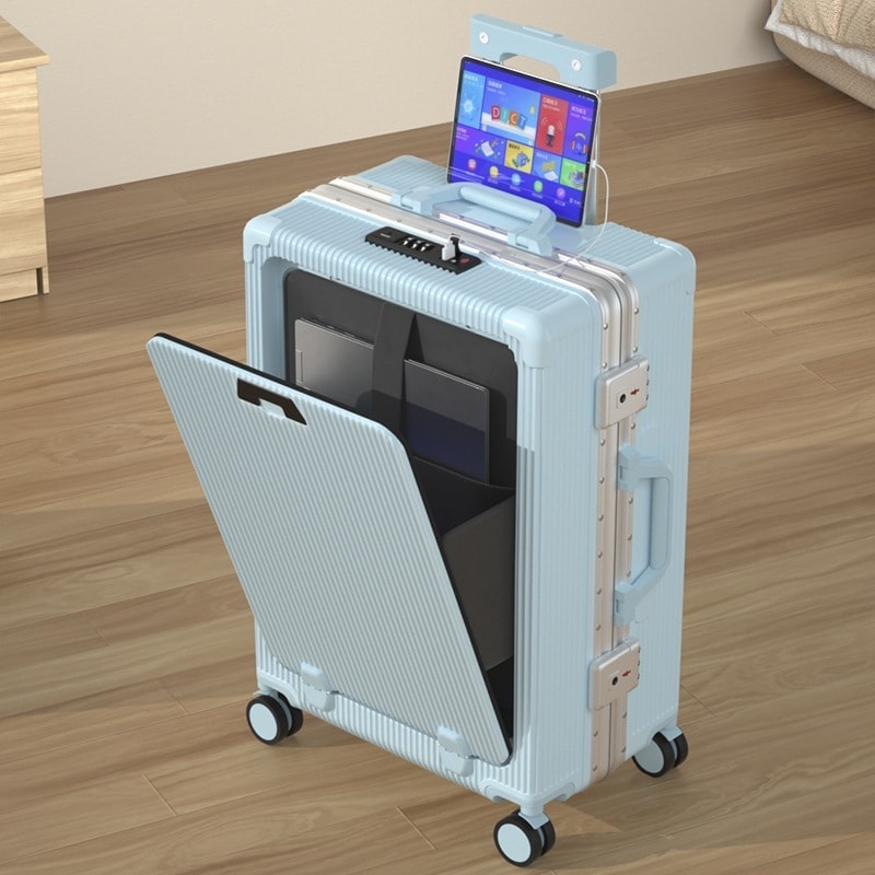 【急速出荷】 前開き多機能ビジネススーツケースアルミフレームレバーケース男女24パスワードスーツケース搭乗箱20寸