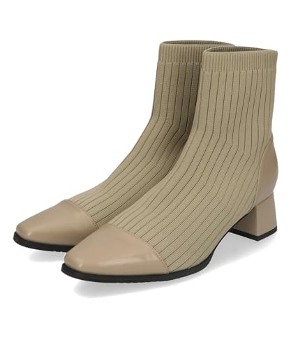 [オリエンタルトラフィック] レディース ショートブーツ ニット 柔らかい ストレッチ 履きやすい 5cmヒール シンプル 31407 BROWN