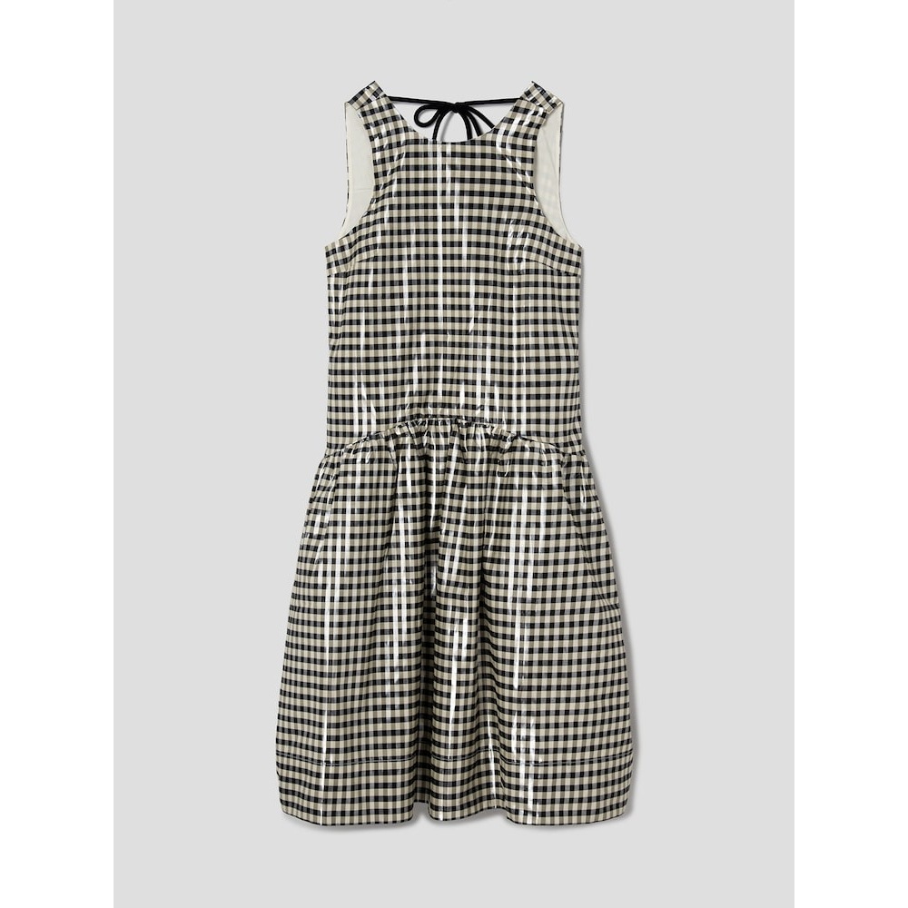 GANNI シャイニーチェックジャカードミディドレス-レモンアイシング FW24/QN4771R02F