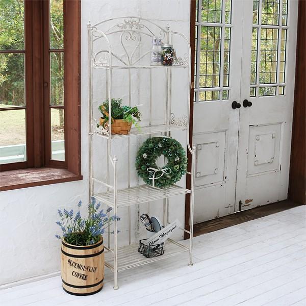 4段ラック アンティーク スチール 棚 ラック ミッドセンチュリー カフェ 北欧 レトロ ホワイト 白