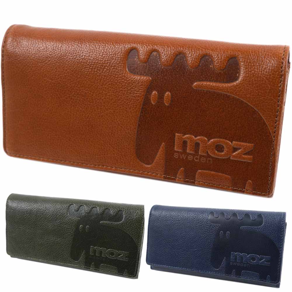 モズ 長財布 財布 二つ折り かぶせ 小銭入れ レディース メンズ 牛革 本革 レザー エルク ヘラジカ キャメル グリーン ネイビー MOZ Elk MOZ-86122