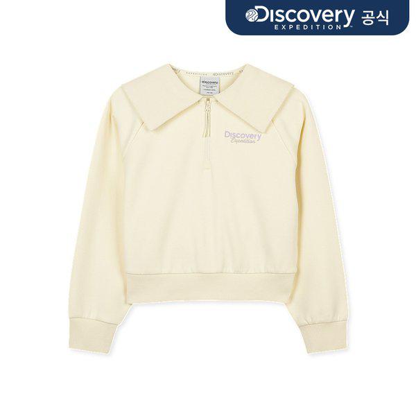 女の子用セミクロップハーフジップスウェットシャツ（L.YELLOW）_