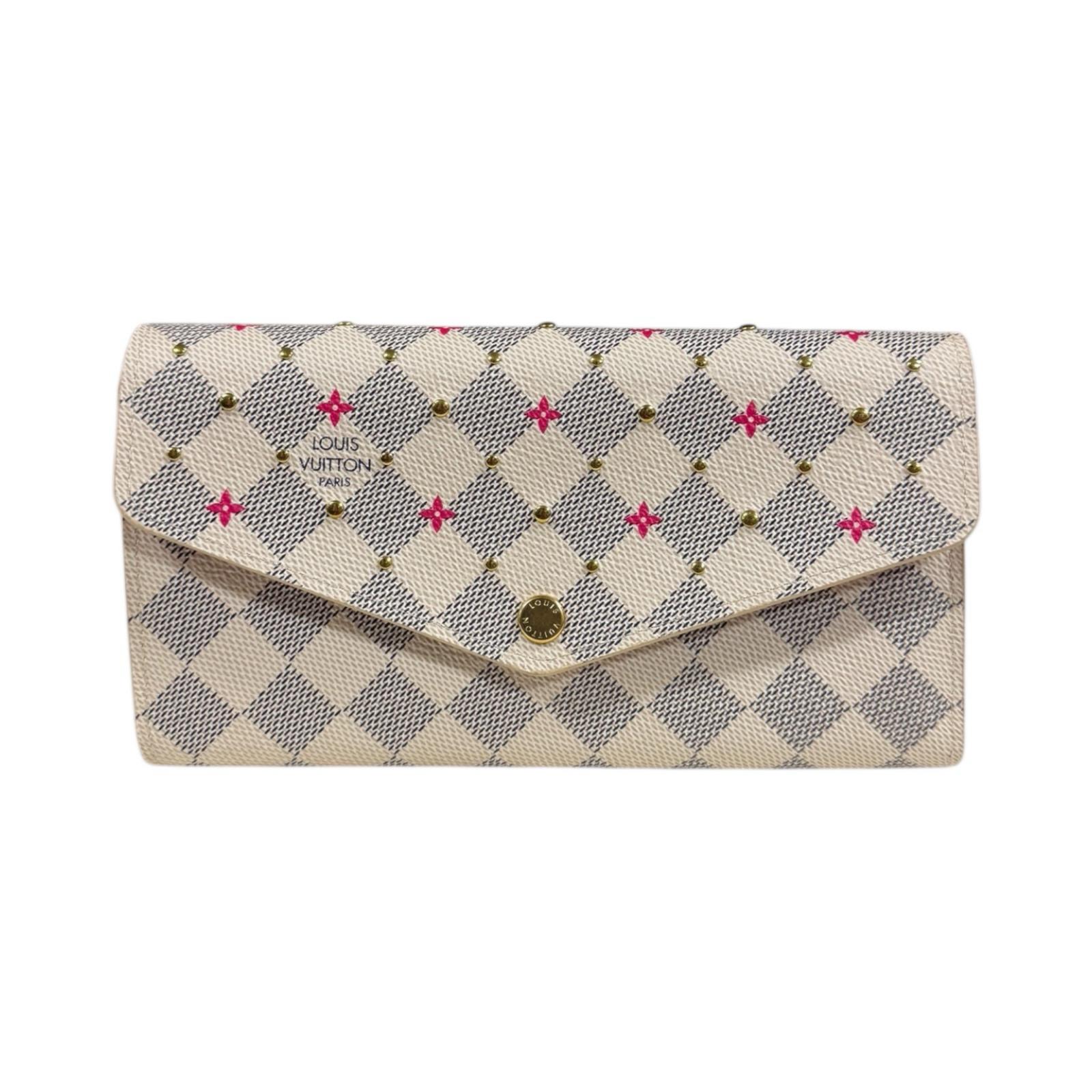 ルイヴィトン ポルトフォイユ・サラ ダミエアズール スタッズ 長財布 ダミエアズールキャンバス M45296 LOUIS VUITTON 中古