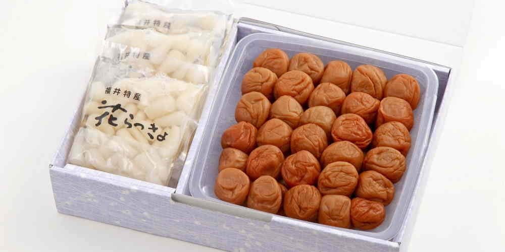 福梅ぼし 梅干し ギフト 味このみ (うす塩650ｇらっきょう60ｇ×5個）