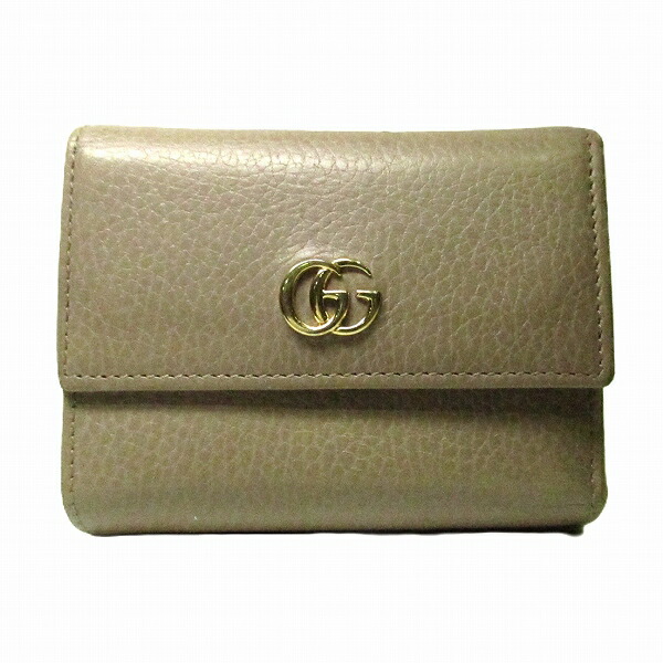 グッチ GGマーモント ベージュ 546584 財布 3つ折り財布 ユニセックス 【中古】