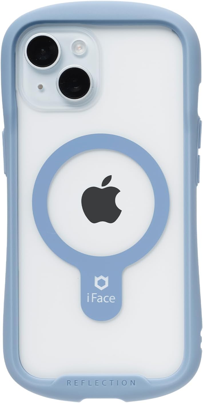 iFace Reflection Magnetic iPhone15ケース MagSafe 対応 クリア 強化ガラス (ペールブルー)