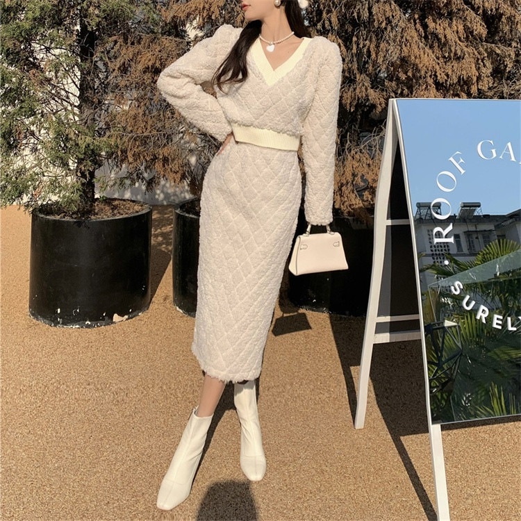 INSスタイル スカート 子羊の毛 2点セット 新作 ファッション バーカー ジェントルスタイル