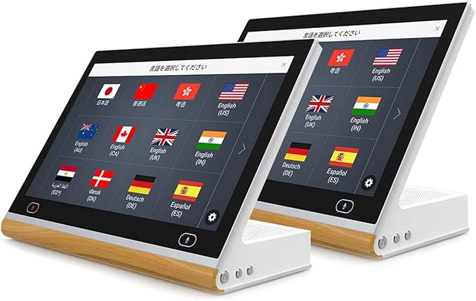 対面型翻訳機 2台セット 112言語対応 タッチパネル 会話記録 10インチ液晶 Wifi バッテリー内蔵 AD+TALK 通訳 KIBT10-WH