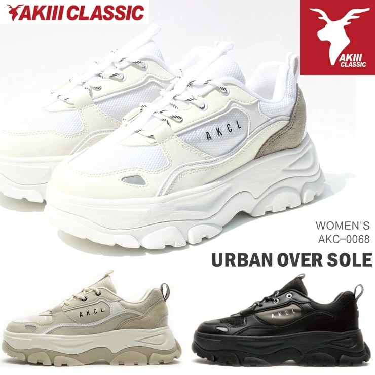 厚底スニーカー レディース URBAN OVER SOLE AKC0068 オーバーソール ダッドスニーカー 韓国 厚底 ダッド系 ボリュームスニーカー アキクラ チャンキーシューズ