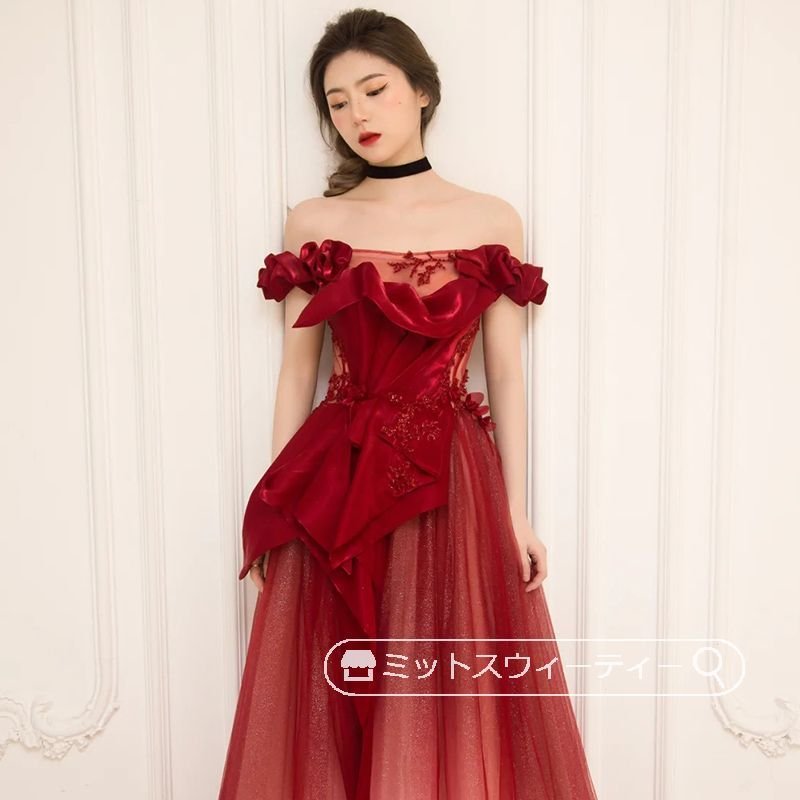 カラードレス ウエディングドレス パーティードレス 演奏会 発表会 花嫁 イブニングドレス オフショ