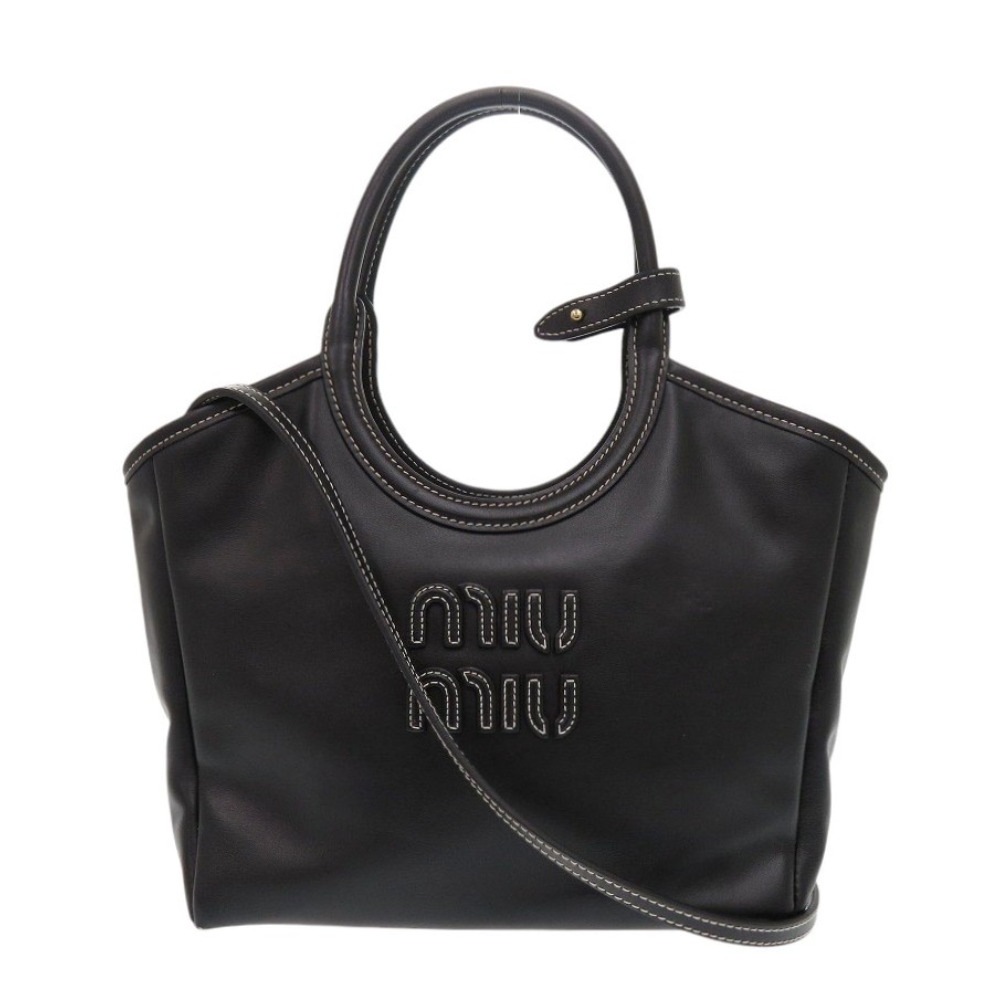 新品同様 アイビー レザー バッグ ハンドバッグ レザー ブラック 0183【中古】 レディース