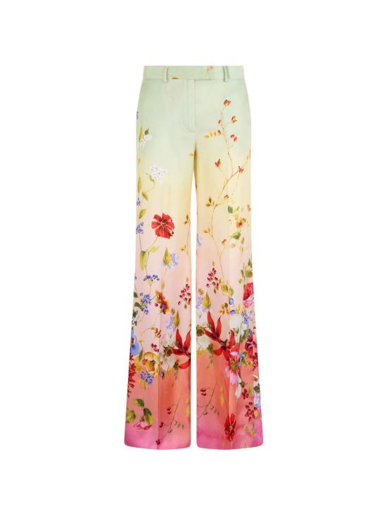 ROBERTO CAVALLI Women Straight Pants WQT201 OZR32D0509 Green fuchsia