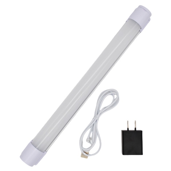 充電式 蛍光灯型 作業灯/照明器具 (320mm) マグネット付き 防水規格IP54 ACアダプター USBケーブル付き (作業)