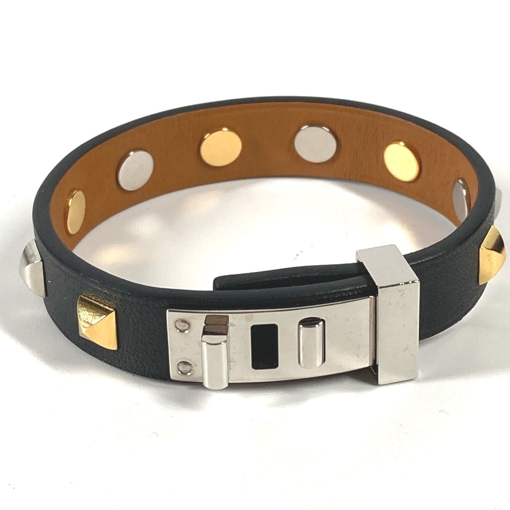 ブレスレット ミニドッグ クルー カレ スタッズ バングル アクセサリー レザー ブラック