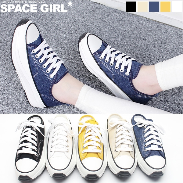 5COLOR2TYPEスニーカーとブローファー選択!厚底/ウェッジヒール/ストーム/靴/パンプス/ファブリック/コットン/レディースカジュアルシューズ/春/秋/スリップオン/デニム/イエロー