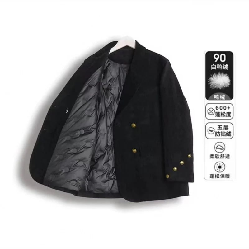新しいシェニールスーツカジュアルジャケットダウンジャケット通勤レトロホットセール冬プレミアム厚手暖かい