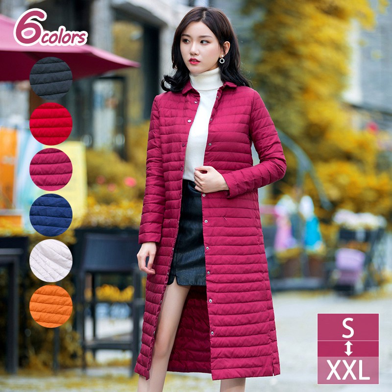 アウター レディース ダウンジャケット コート 大きいサイズ 軽量 薄手 撥水 防風 防寒着 アウトドア 女性 寒さ対策 ダウンコート 柔らかい ベーシック シルエット トップス ロングダウンジャケッ