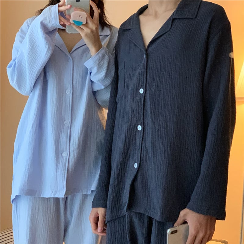 ２color メンズ カップル パジャマ ルームウェア ナイトウェア お揃い イロチ 上下セットパジャマ