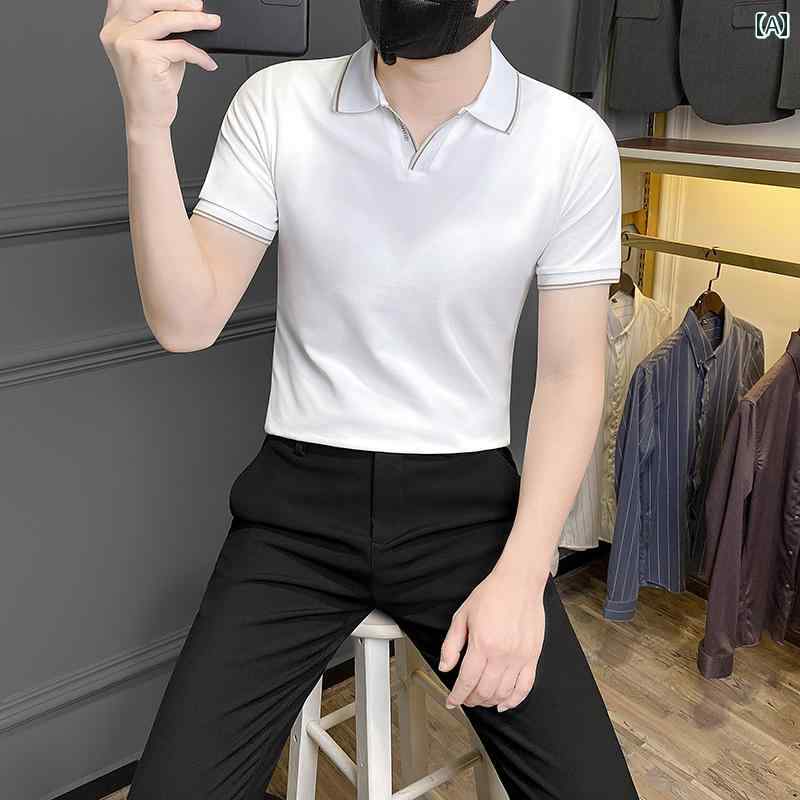ポロシャツ メンズ スタイリッシュ おしゃれ 紳士服 男性 シャツ 半袖 クール 夏 トップス カジュアル