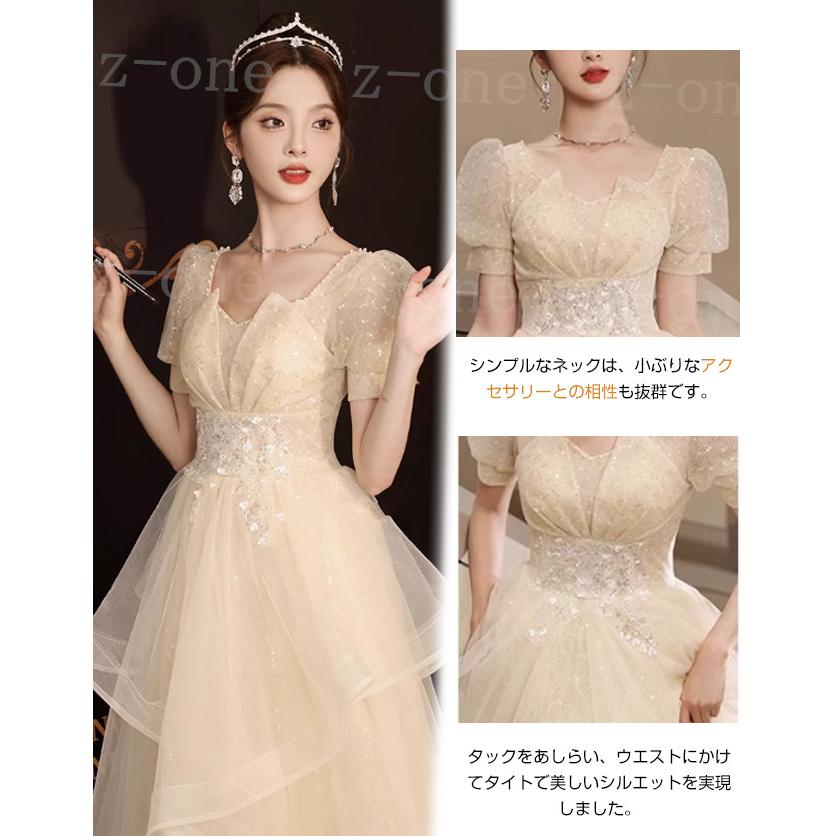 ドレス レディース 新作 ウエディングドレス パーティー エレガント 上品 花柄 レース 体型カバー お姫様 着痩せ 成人式 結婚式 披露宴 二次会 ピアノ