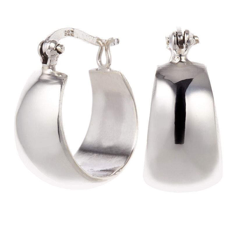 ピアス レディース フープ ワンタッチ 太め 銀製品 普段使い 直径20mm 20ミリ 幅約1cm 中くらい 定番 スタイリッシュ クール 5,269円