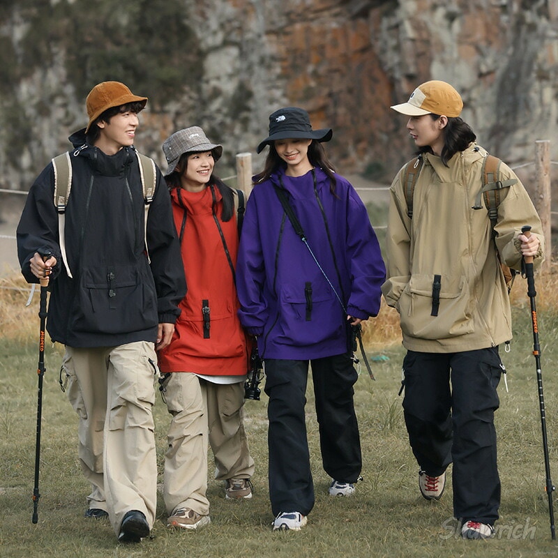 マウンテンパーカー ジャケット メンズ レディース 防水ジャケット アウトドア 秋服 春服 無地 パープル 薄手 大きいサイズ オーバーサイズ キャンプ アウター 防風 山登りウェア スノーボー