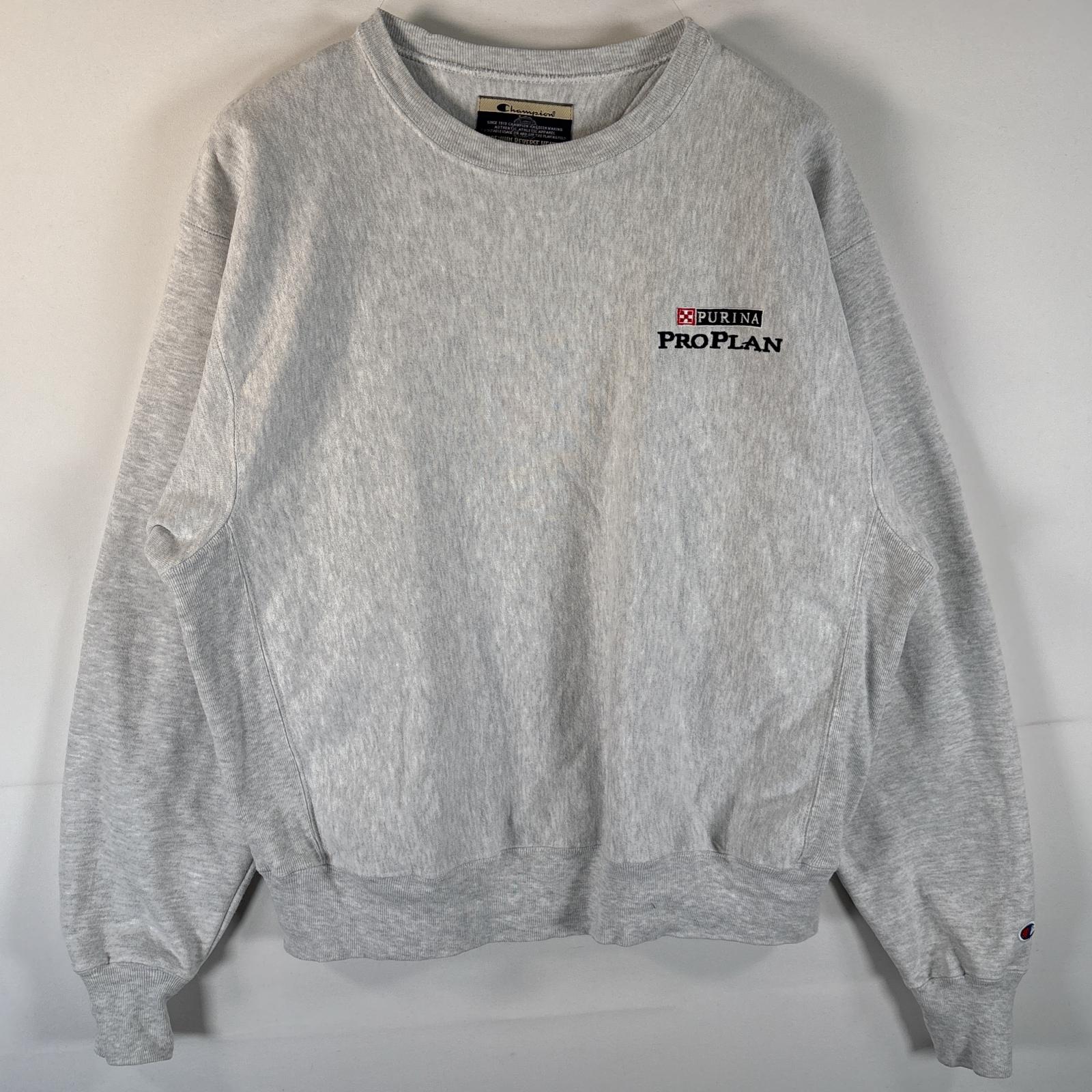 古着 スウェット プレミアムリバースウィーブ トレーナー 企業ロゴ刺繍 クルーネック L グレー メンズ