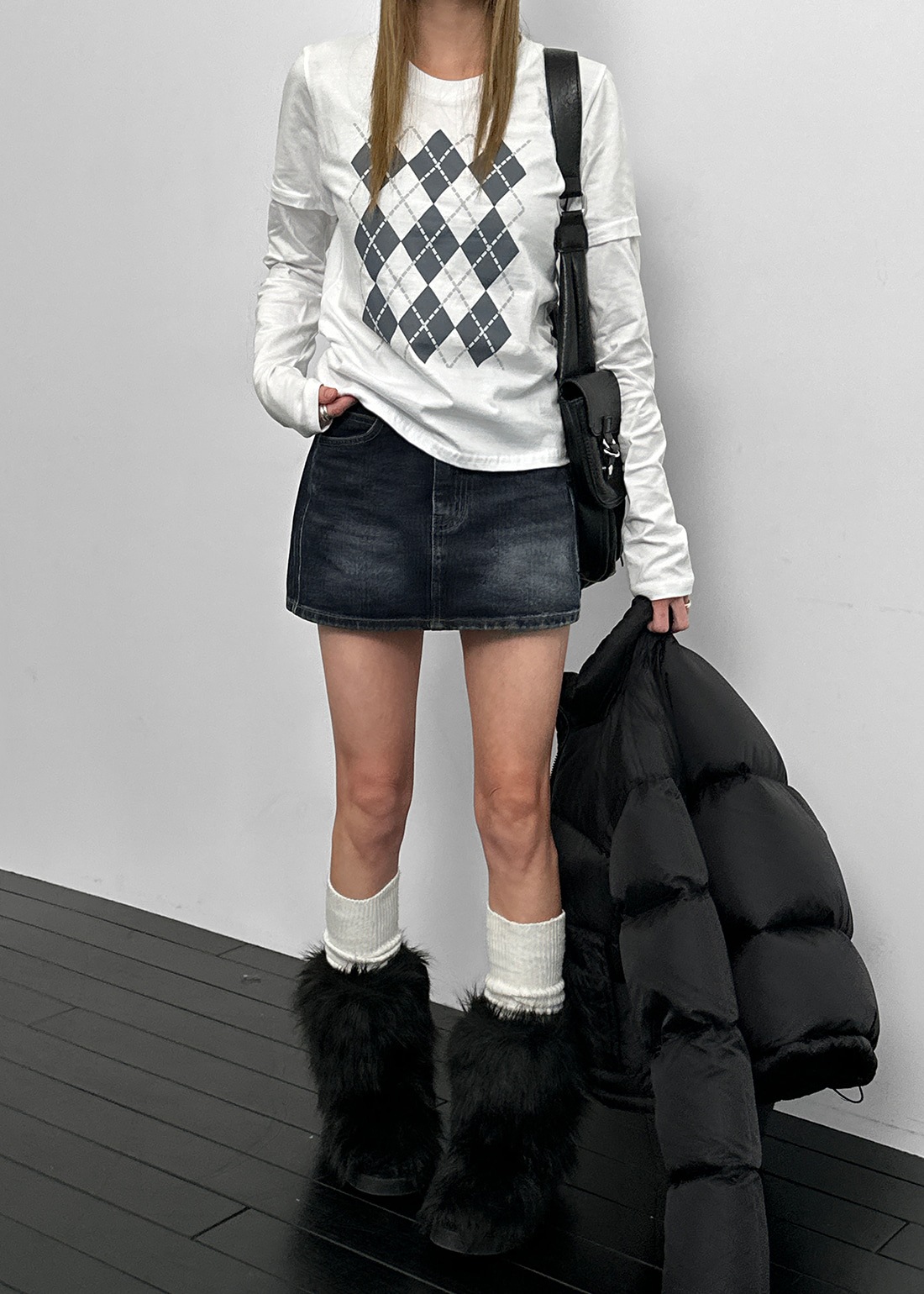 セトン切開デニムスカートパンツ