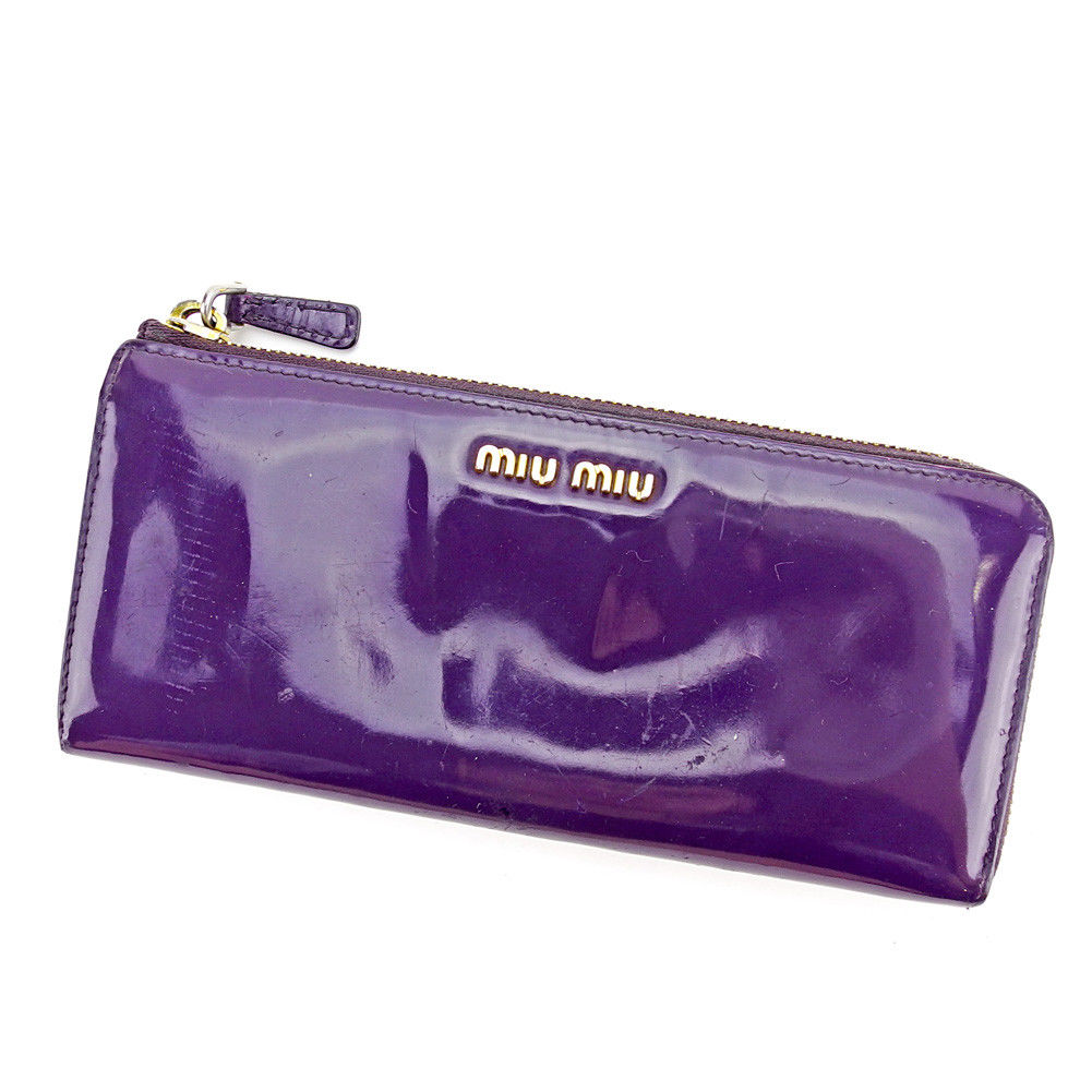 L字ファスナー 財布 長財布 パープル 中古