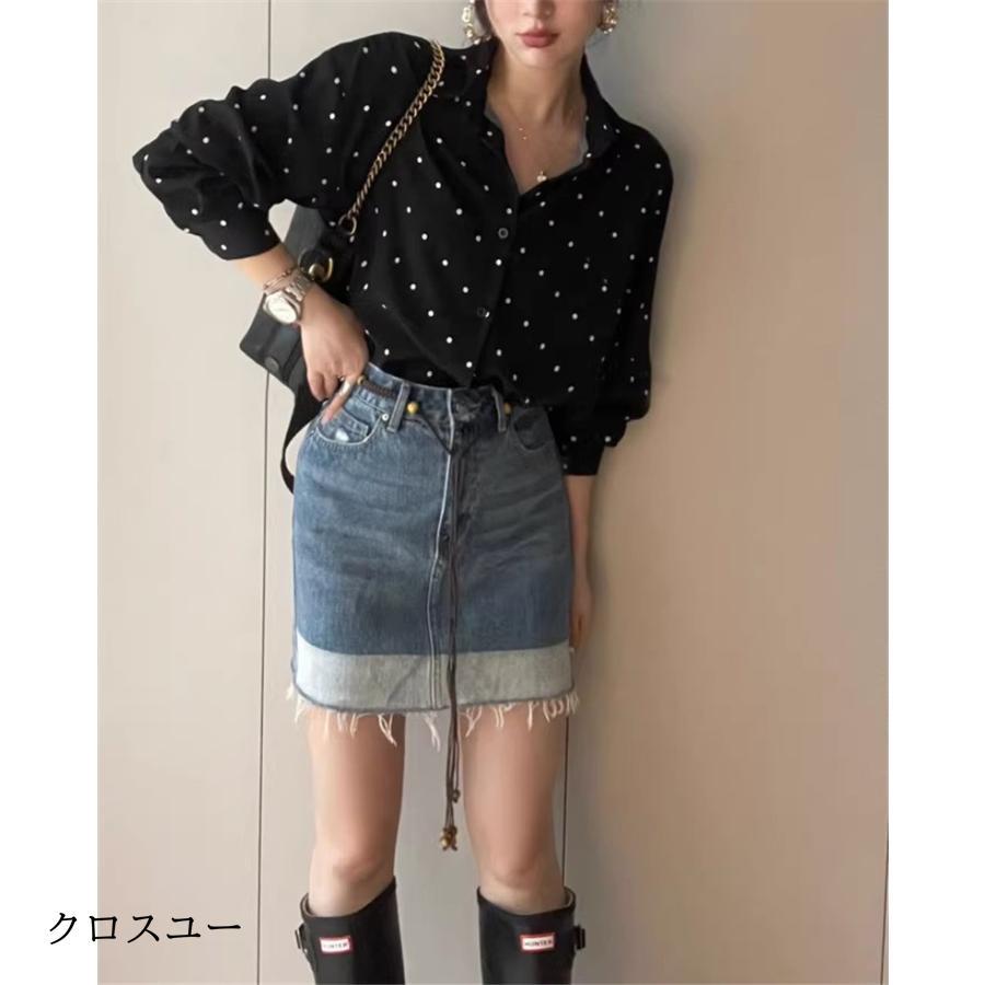 ブラウス レディース 大人トップス 春服 長袖 ドット柄 オーバーサイズ 大きいサイズ BIGシャツ おすすめ 着心地良く高見えする アイテム