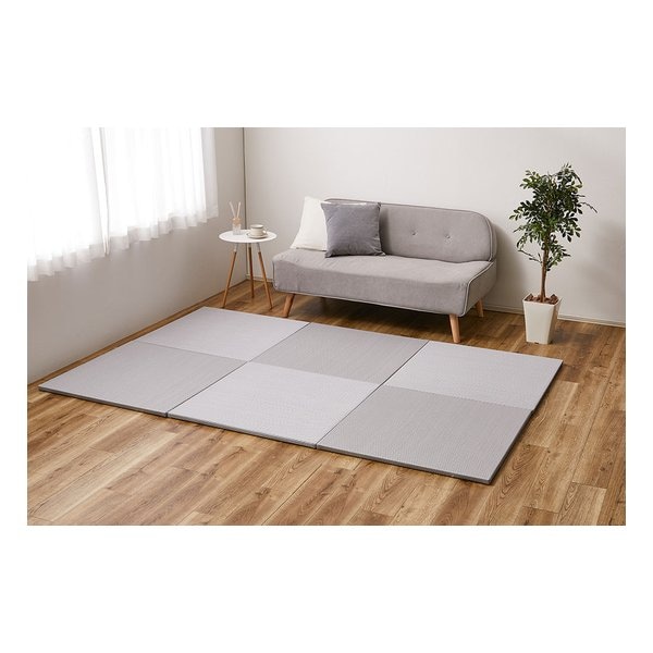 い草風置き畳 綾模様 水拭き可 約82×82×2.5cm 同色12枚入 ライトグレー 159068021