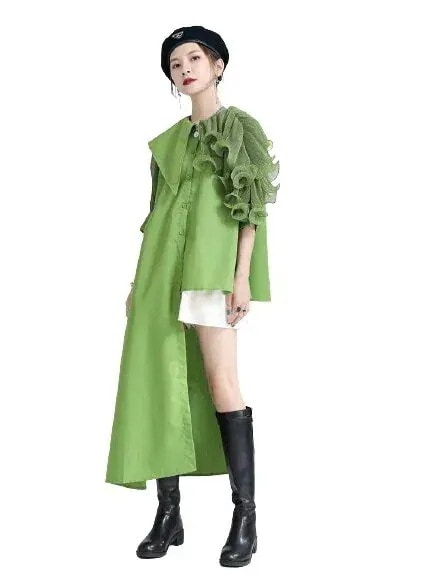 【迅速な出荷】個性的なデザイン 通勤する 2021 デザインセンス イレギュラー 縫付 パフスリーブ のプレゼント