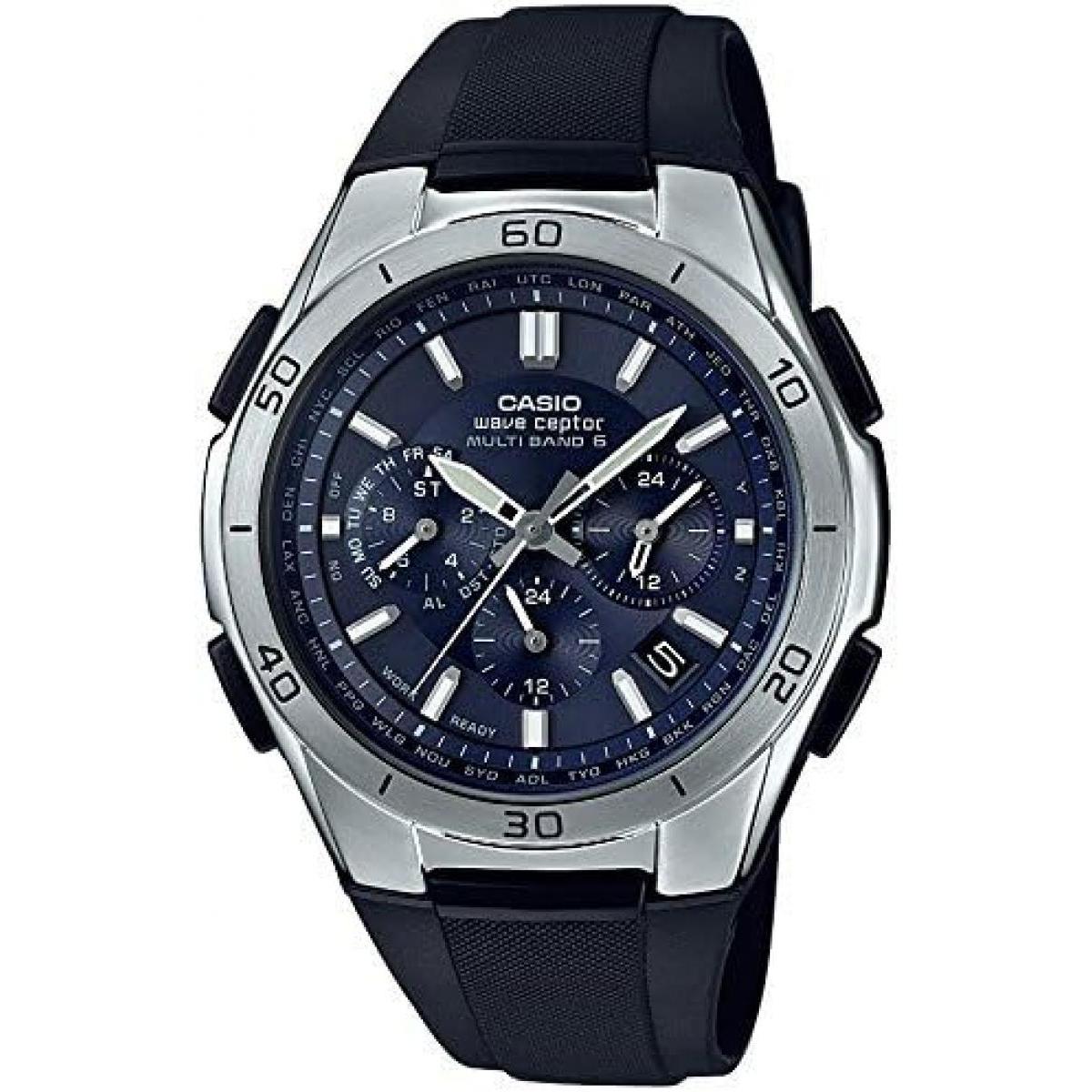 カシオ 電波 ソーラー 腕時計 ウェーブセクター WVQ-M410-2AJF メンズ ブラック ブルー ビジネス 仕事 新生活 ギフト プレゼント 10気圧防水