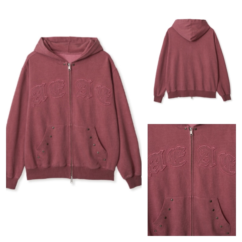 【aeae】 PIGMENT HOOD ZIP-UP : RED