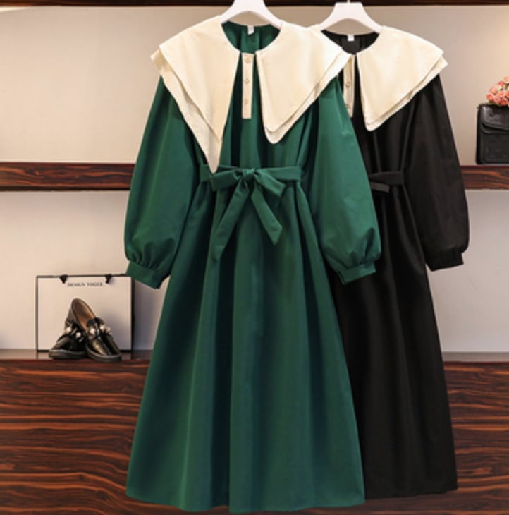 ワンピース デート フレアワンピース 袖あり 長袖 かわいい 大人可愛い きれいめ シンプル カジュアル 大人 上品 おしゃれ お洒落 主役級 存在感 春 秋 10代 20代 30代 レディース