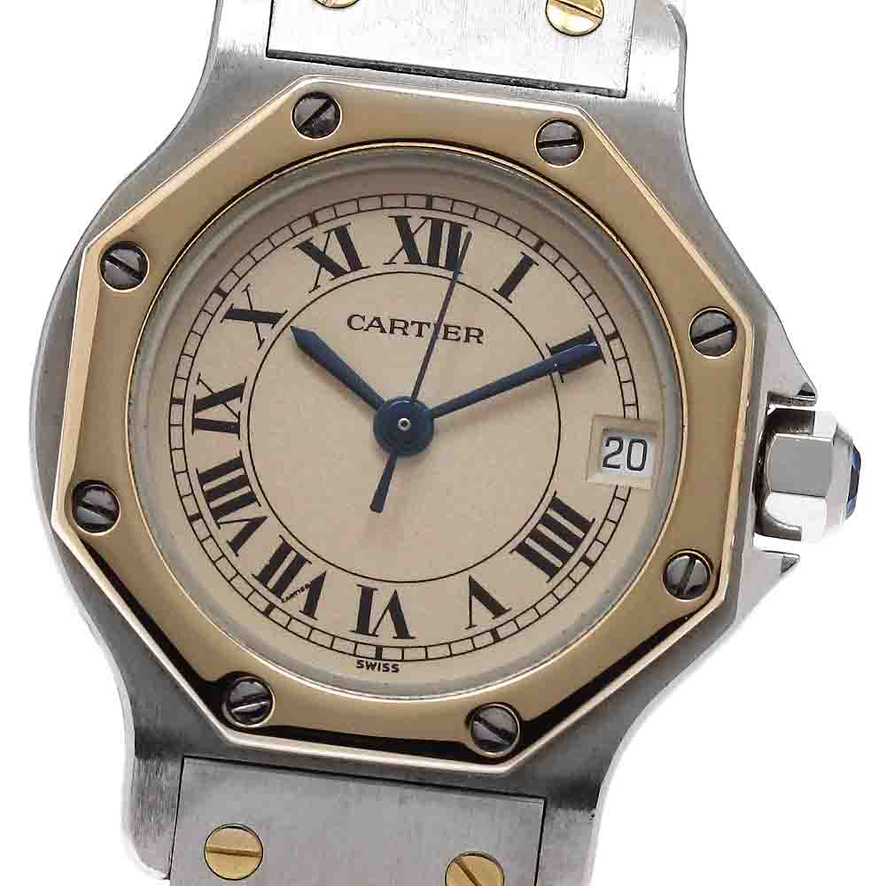 カルティエ CARTIER W2001683 サントスオクタゴンSM デイト YGコンビ クォーツ レディース _957586【中古】