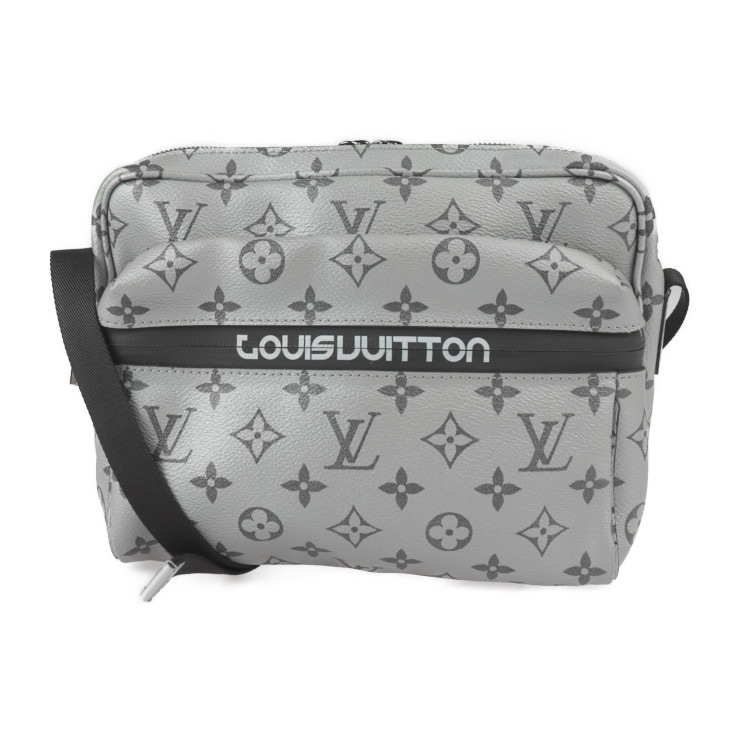 美品 LOUIS VUITTON ルイ ヴィトン ショルダーバッグ M43859 メッセンジャーPM モノグラム リフレクト PVC レザー シルバー ブラック 2018年日本限定 ビトン【本物保証】