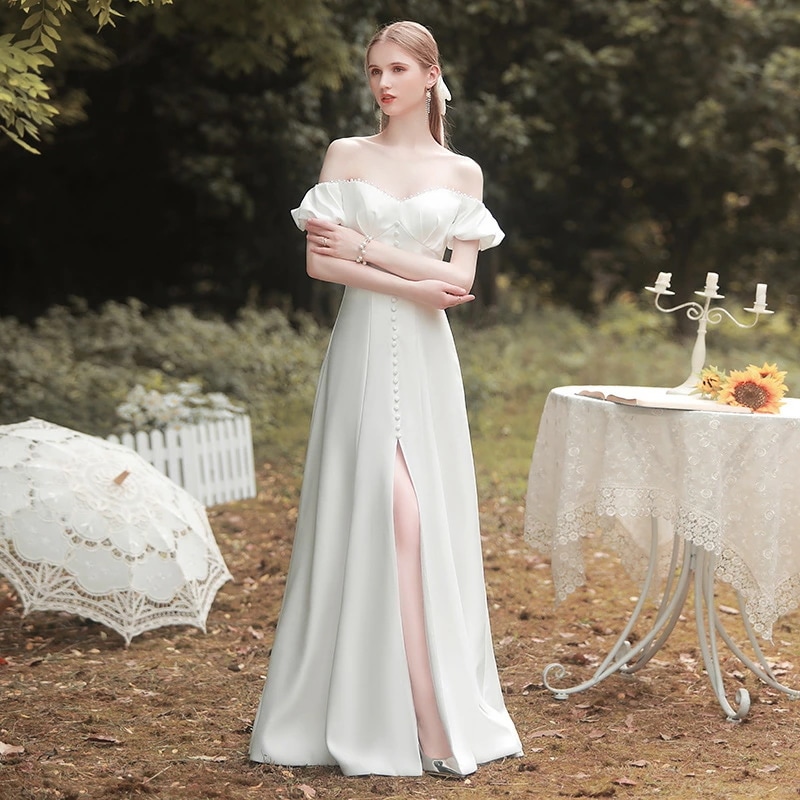 ウエディングドレス エンパイア 白 二次会 パーティードレス レディース 結婚式 ワンピース イブイングドレス 衣装 演奏会 発表会 ロング オフショルダー 白ワンピース 大きいサイズ おしゃれ 上品