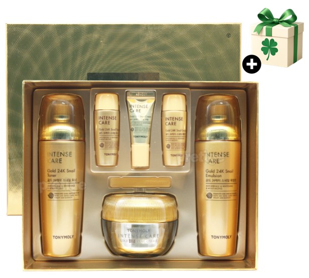【韓国人気 基礎化粧品セット】 インテンスケア ゴールド24K スネイル 3種セット トナー140ml + エマルジョン140ml +クリーム45ml　スキンケアセット 母の日 プレゼント