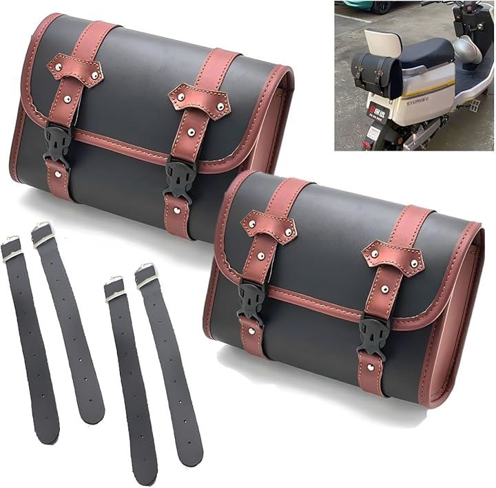 バイク バッグ サイドバッグ ２個セット バイクバッグ サドルバッグ ツーリング バック ツール 財布 小物入れ かばん 防水(ブラウン：２個セット)