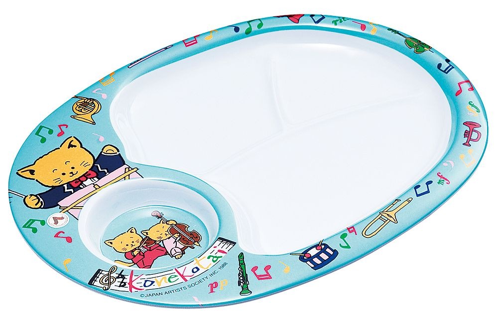 （まとめ買い）エンテック お子様食器 こねこたい お子様ランチ皿 ブルー L-101 [x3]