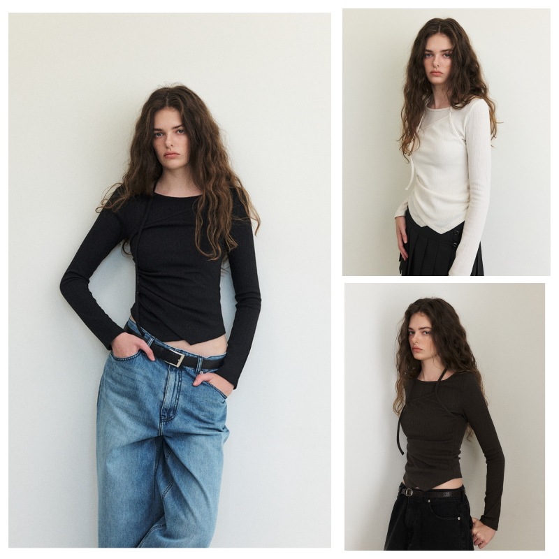 【ETMON】 LAYERED HALTER STRAP T-SHIRT : 3COLORS