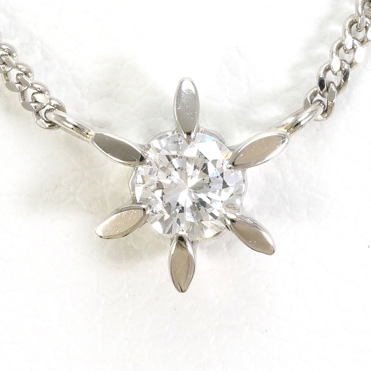 PT850 プラチナ ネックレス ダイヤモンド 0.14 ct 総重量約2.8g 約41cm 中古