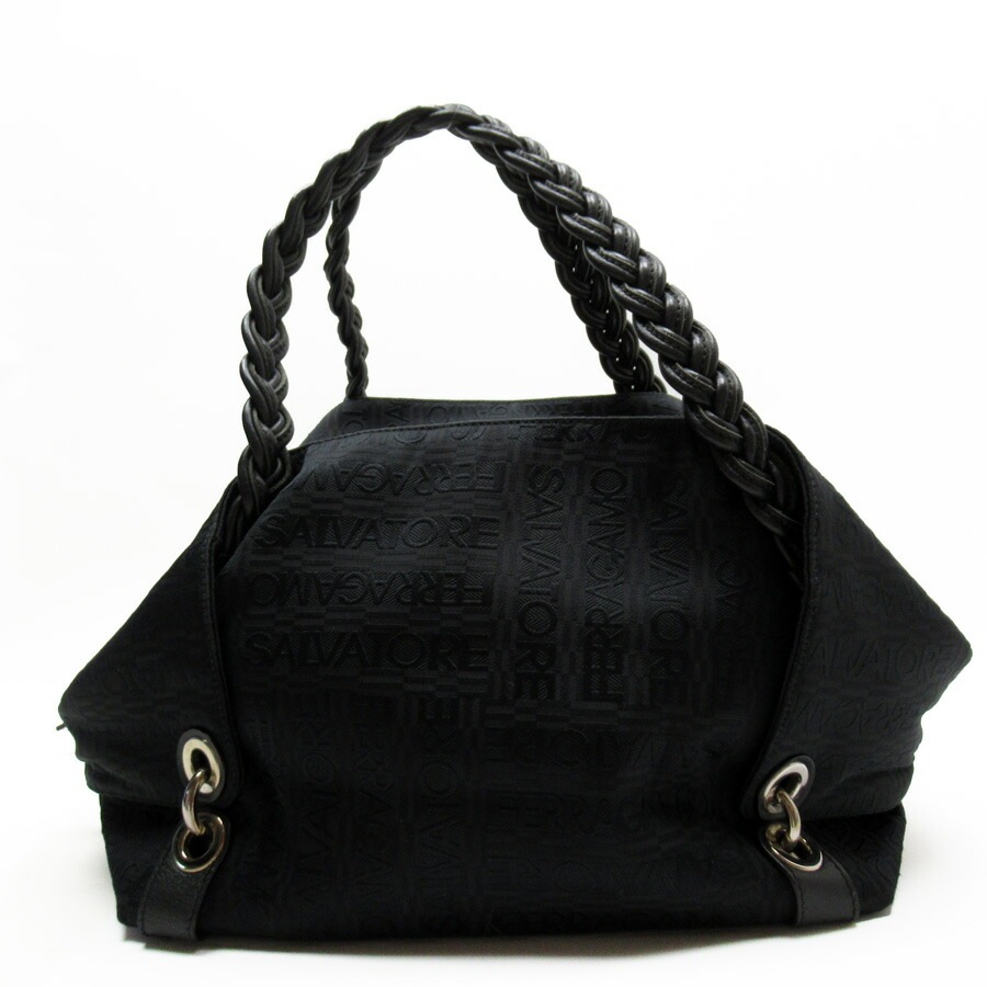 サルヴァトーレフェラガモ Salvatore Ferragamo ハンドバッグ キャンバス/レザー ブラック レディース t18268a
