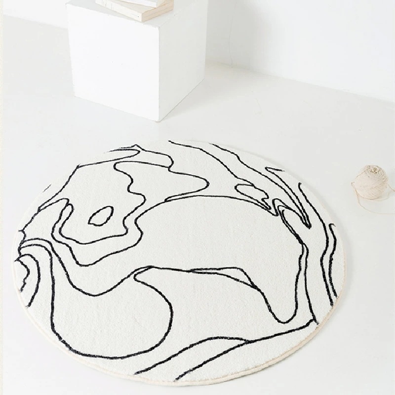 マット 円形マット 直径160cm 全3デザイン art アート 芸術 ライン line ラグマット ラグカーペット 防音 円形 滑り止め付 部屋用 丸型 丸マット 北欧風 カーペット対応 シンプル