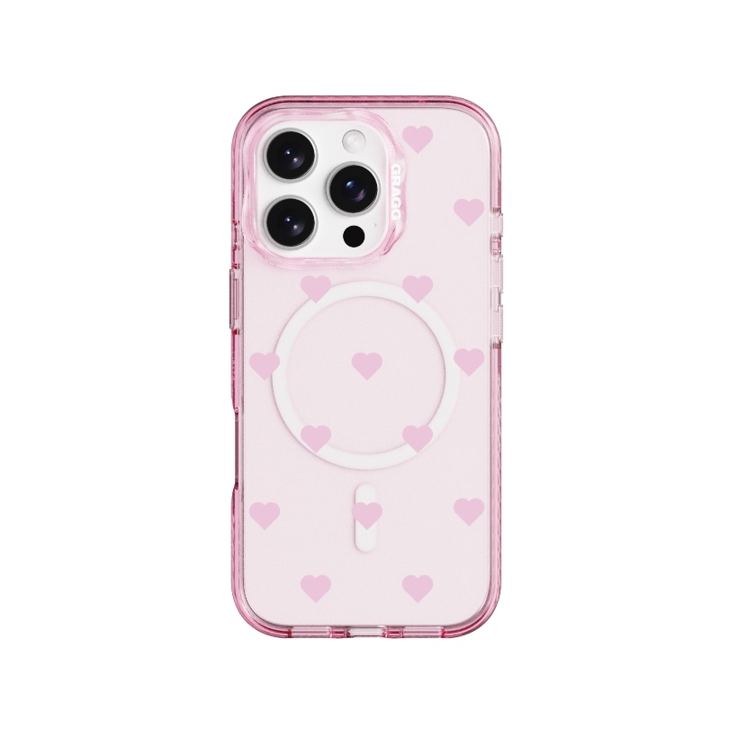【GRAGG】 MAGSAFE LAYERS FRAME CASE CLEAR PINK - HEART DOT iPhone 16シリーズ対応 正規品