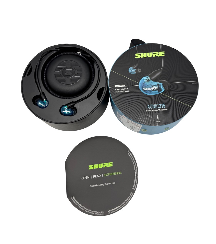 【中古 動作確認済】SHURE シュア イヤホン AONIC 215 有線 マイク付き SE215DYBL+UNI-A トランスルーセントブルー