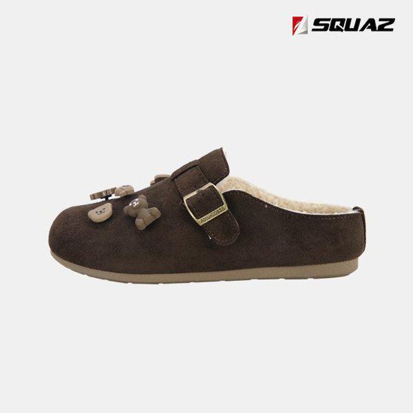 女性スエードミュールスリッパチャーム装飾カジュアルファースリッパSSS725